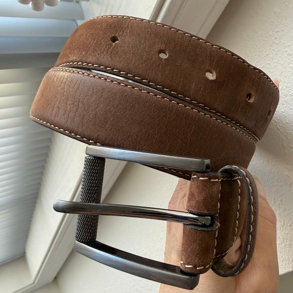 Robert Graham | Men’s 38 | Brown Leather Ripaso Belt | Distressed Contemporary - Picture 10 of 11